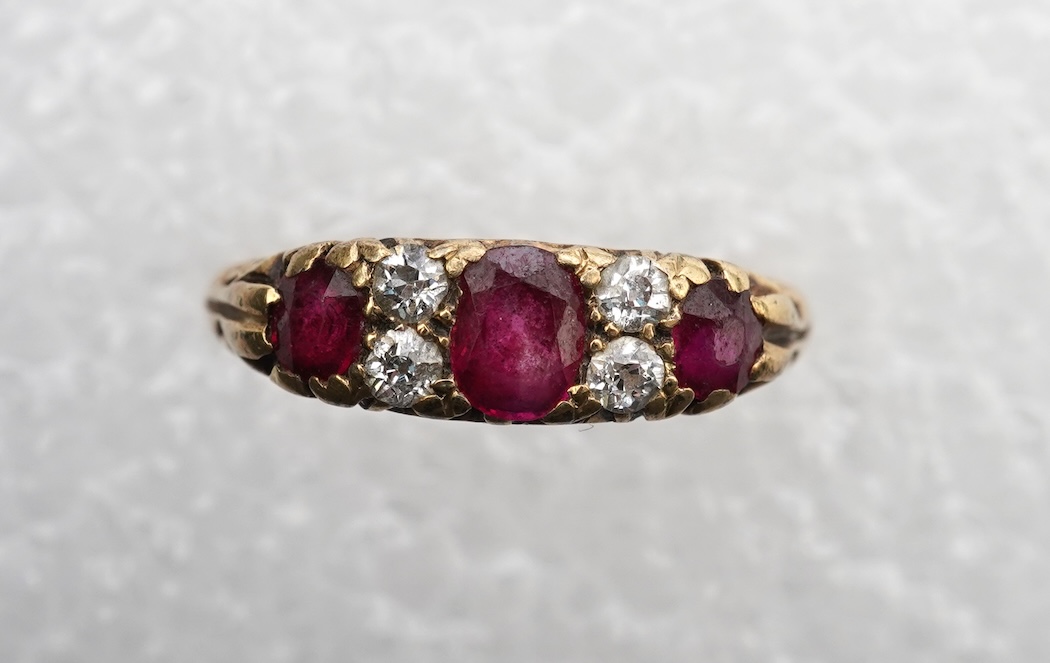 A ruby and diamond ring, early 20th century